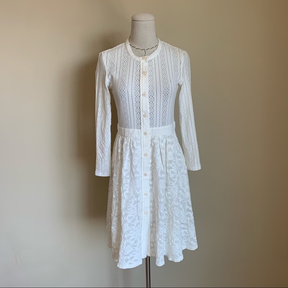 Maje White Roxo Stretch Lace Button Up Shirt Dress - Picture 3 of 10